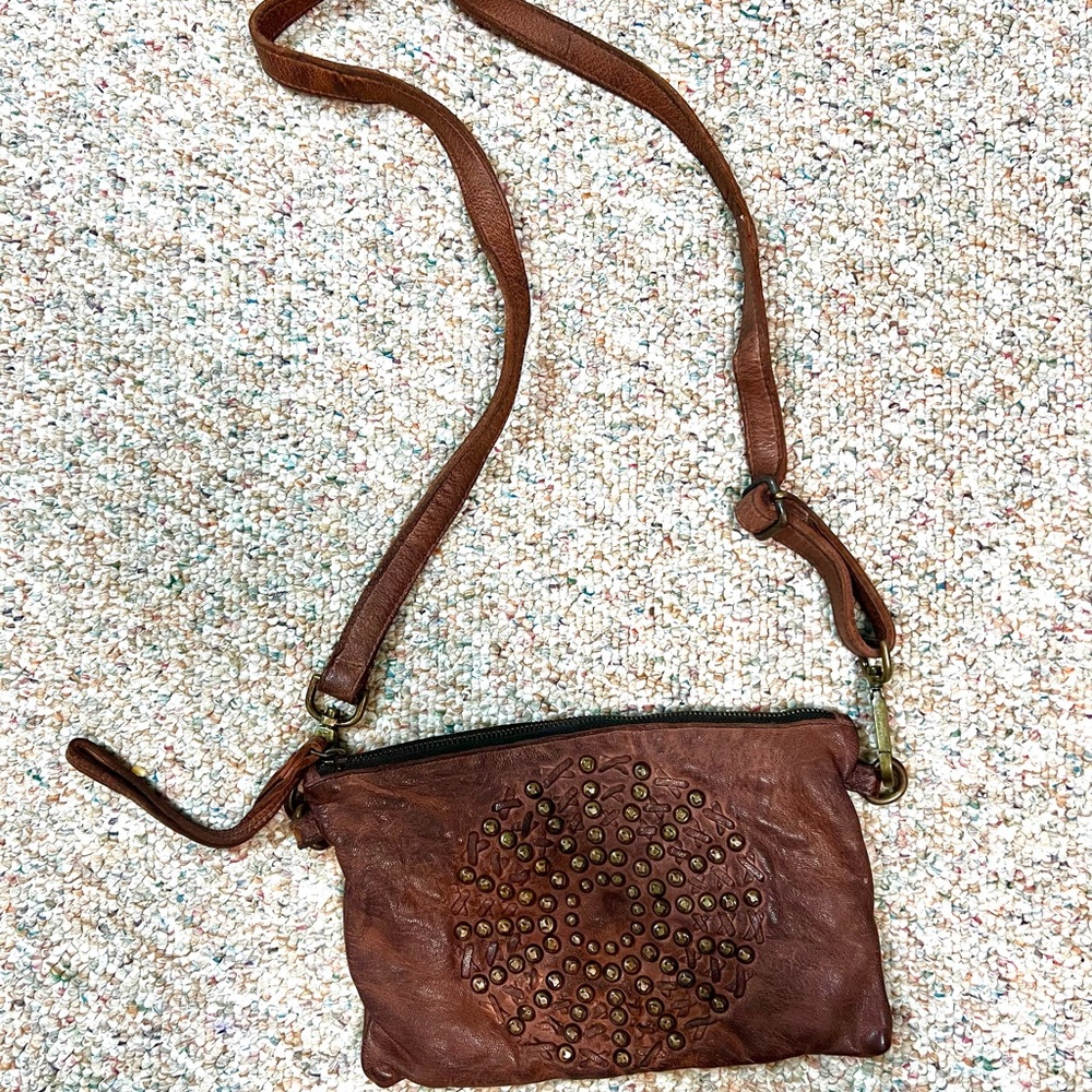 Viola Castellani Brown Leather Crossbody Bag